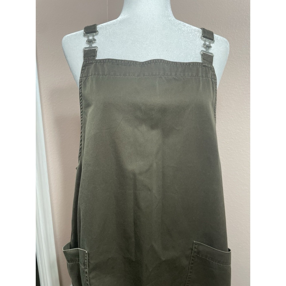 Vintage Chico's Utility Jumper Dress Olive Green Pinafore‎ Workwear Size 2